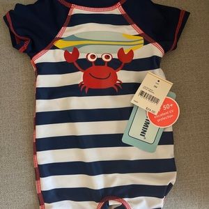 Navy and White Striped 3M SwimSuit/Rash guard
